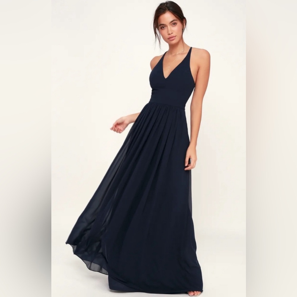 Navy Lulu’s dress with lace back - hemmed - perfect if you are short!